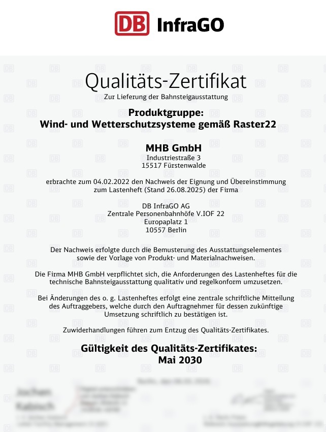 DB Qualitätszertifikat MHB